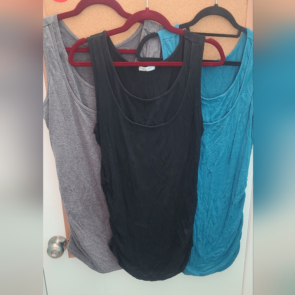 Black, Blue, and Gray Sleeveless Dresses